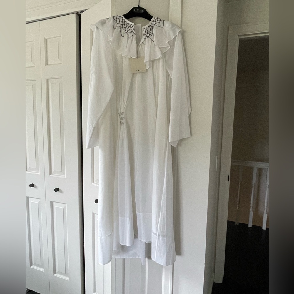 Tibi Emma Smocking Dress white sz 2